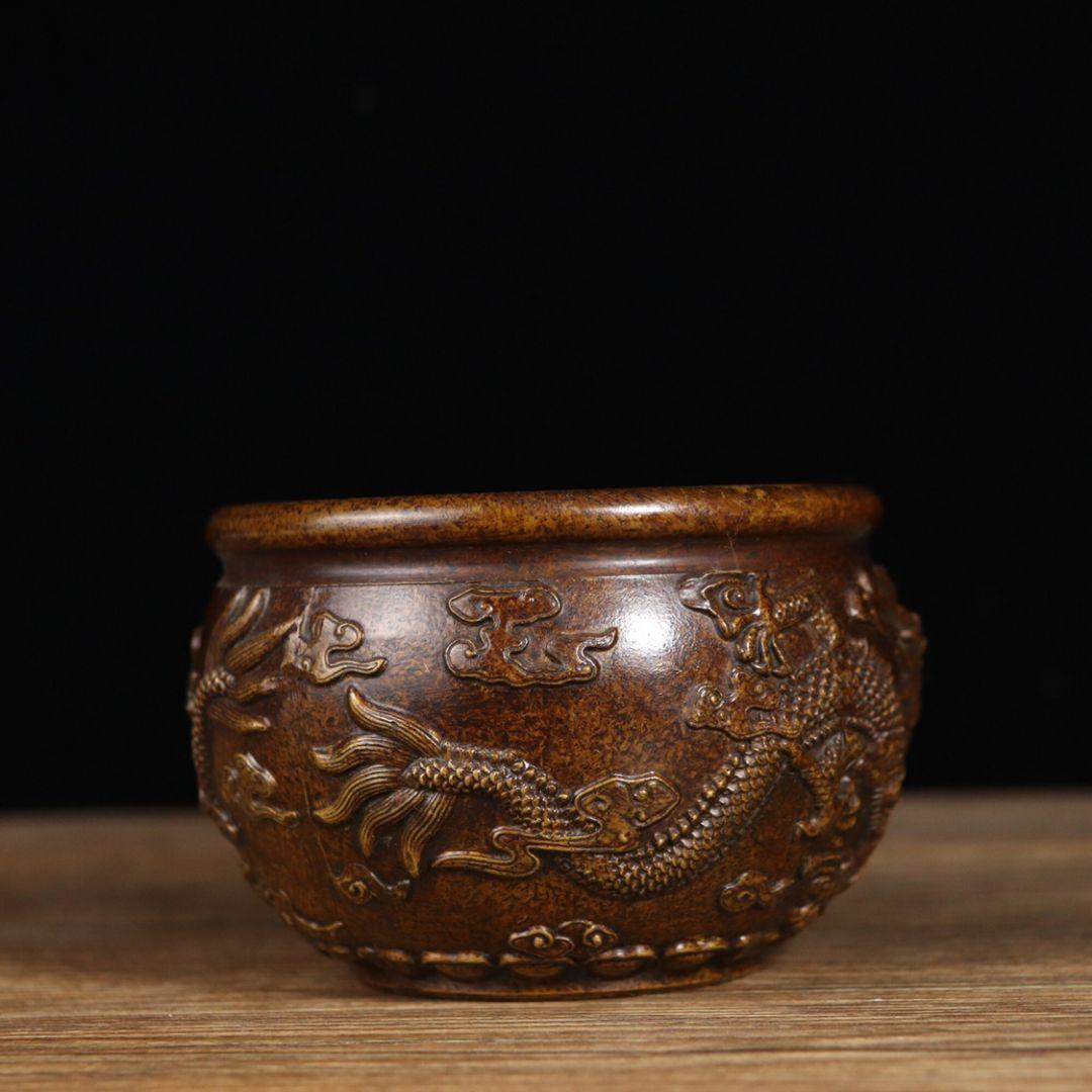 銅器 銅壺 双竜香炉 仏具 灰皿 収納缶 装飾品 工芸品 置物