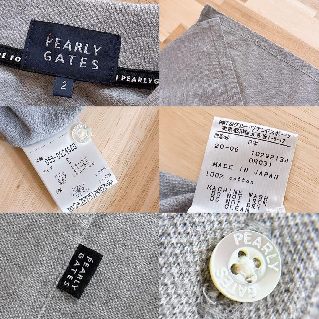 【パーリーゲイツ】フロッキー ロゴ 半袖ポロ ワンピース ゴルフ L グレー×黒