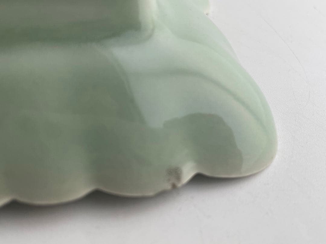 骨董　アンティーク　青磁　葉形　変形皿　向付　鍋島