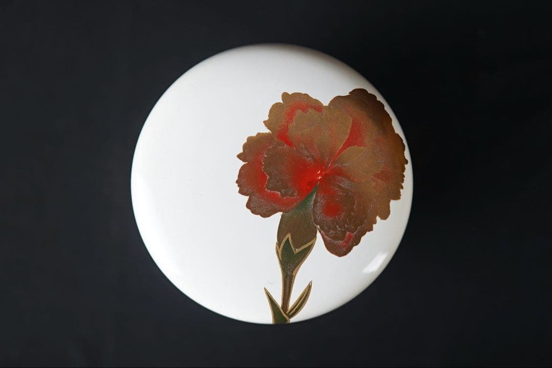 池之浦 大起 作 カーネーション 蒔絵 白漆棗 箱付 茶道具
