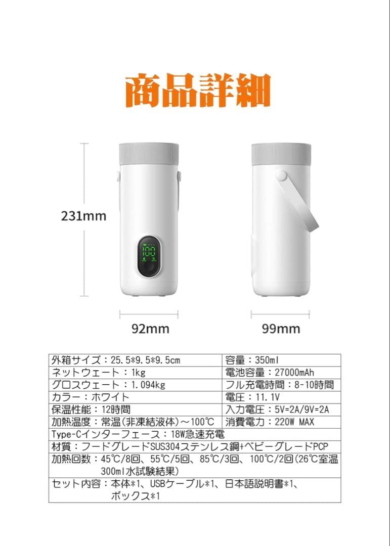 MACOLAUDER 充電式電気ケトル