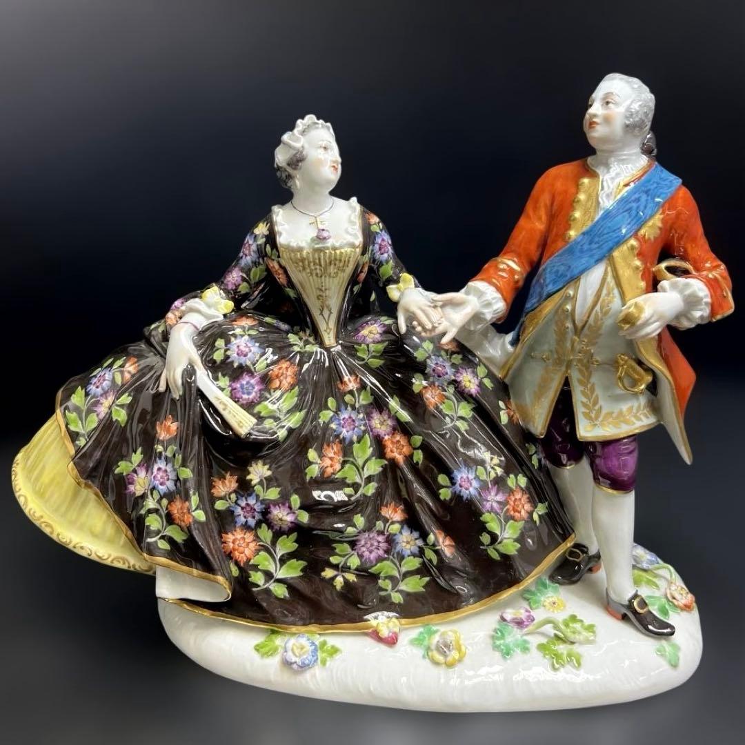 マイセン　フィギュリン　アウグストⅢ世とマリア　東Y8-0130☆2Fトトコニ