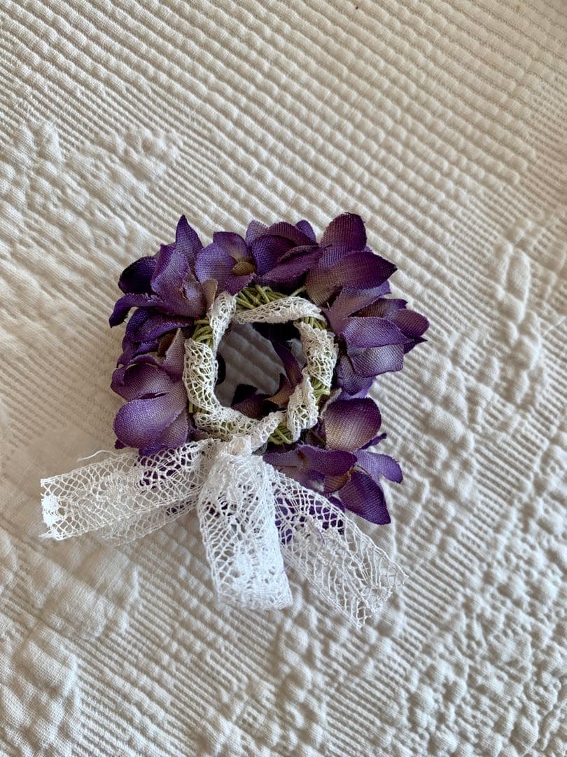 フランスアンティークスミレ布花冠＆DEMELスミレの砂糖漬70g未開封品set