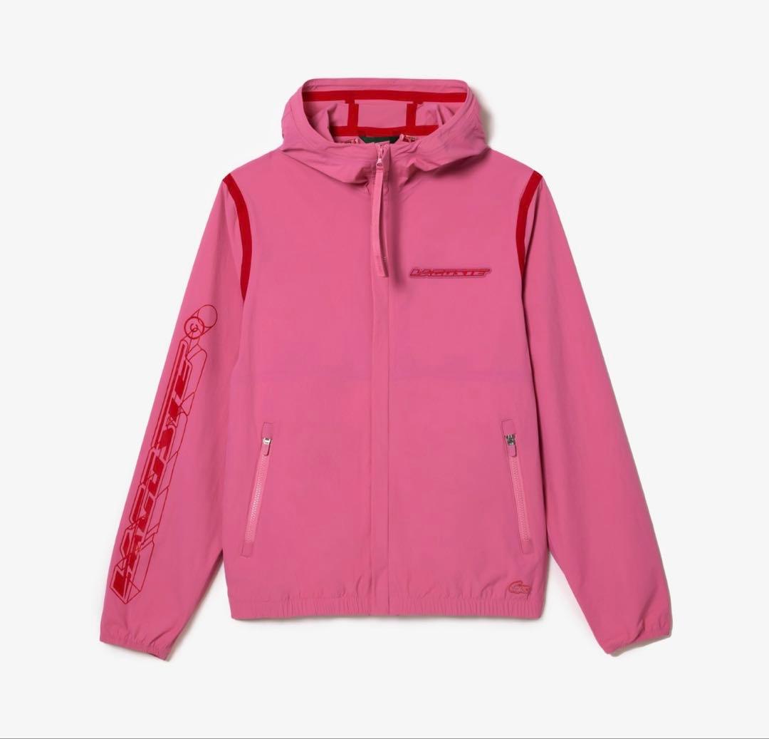 LACOSTE ピンク ウィンドブレーカー フード付き