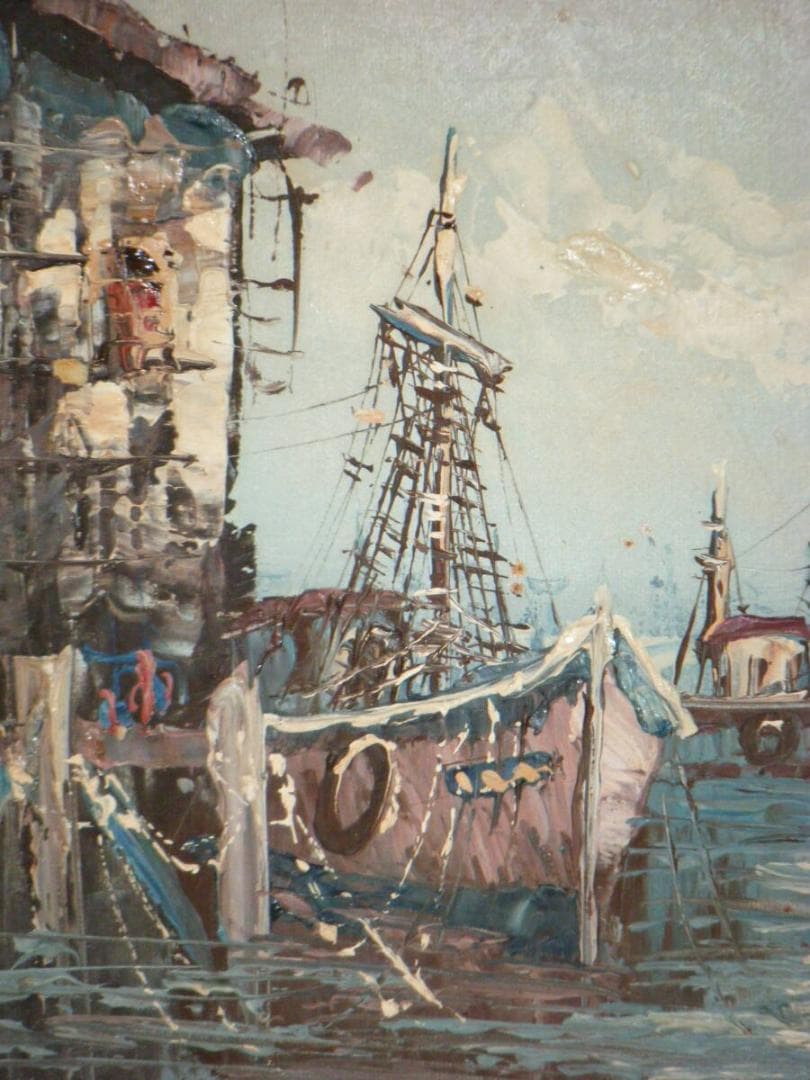 【真作】絵画　作者不詳　サイン有　油彩3号　海景　逸品　S187