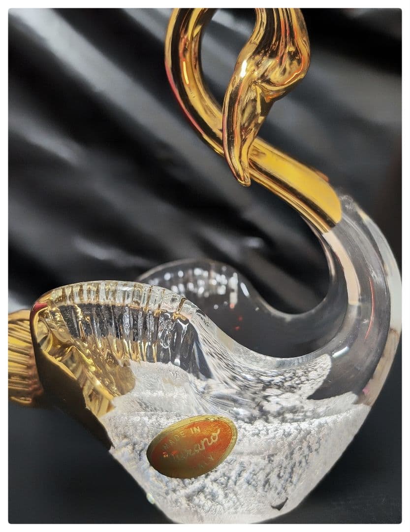 【レトロ 希少】ムラーノガラス 白鳥 Lorenzo Ferro作品ヴィンテージ