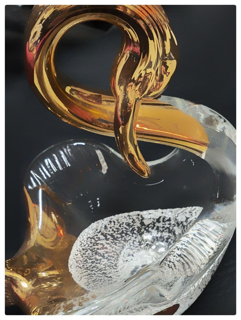 【レトロ 希少】ムラーノガラス 白鳥 Lorenzo Ferro作品ヴィンテージ