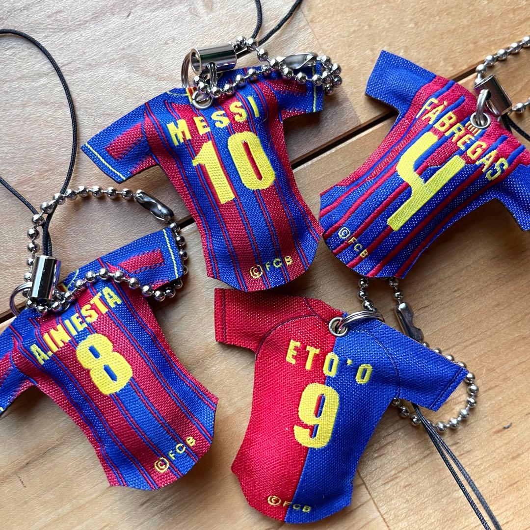 10点FCバルセロナユニフォームキーホルダーストラップロナウジーニョメッシ