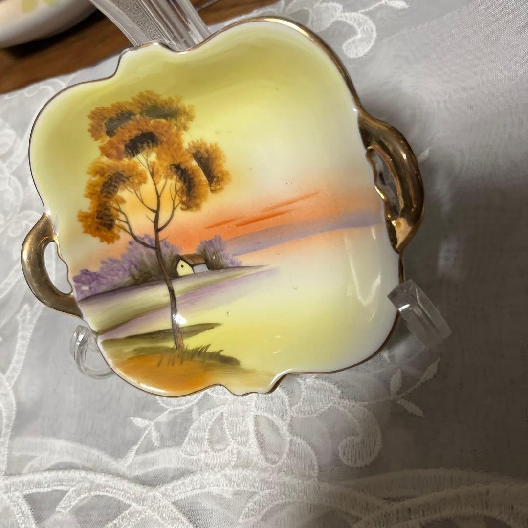 期間限定最終処分特価　オールドノリタケ　湖畔　持ち手付きトレイ　マルキ印