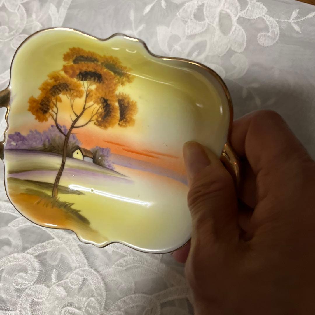 期間限定最終処分特価　オールドノリタケ　湖畔　持ち手付きトレイ　マルキ印