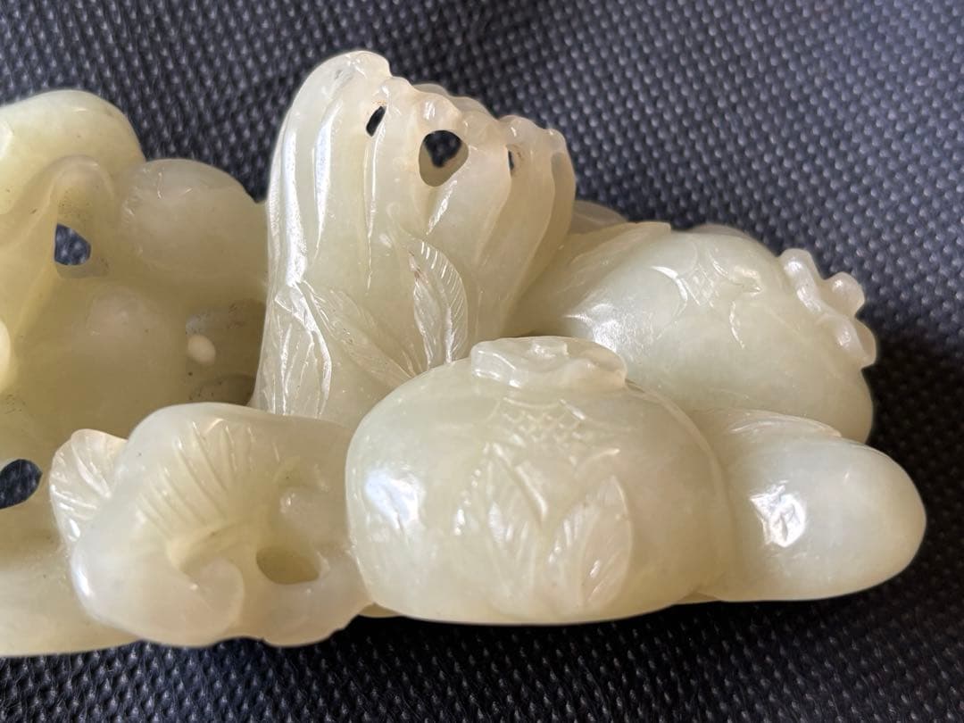 中国古美術品　清の時代　和田青白玉 砡　祥瑞四宝　蘇工　218g