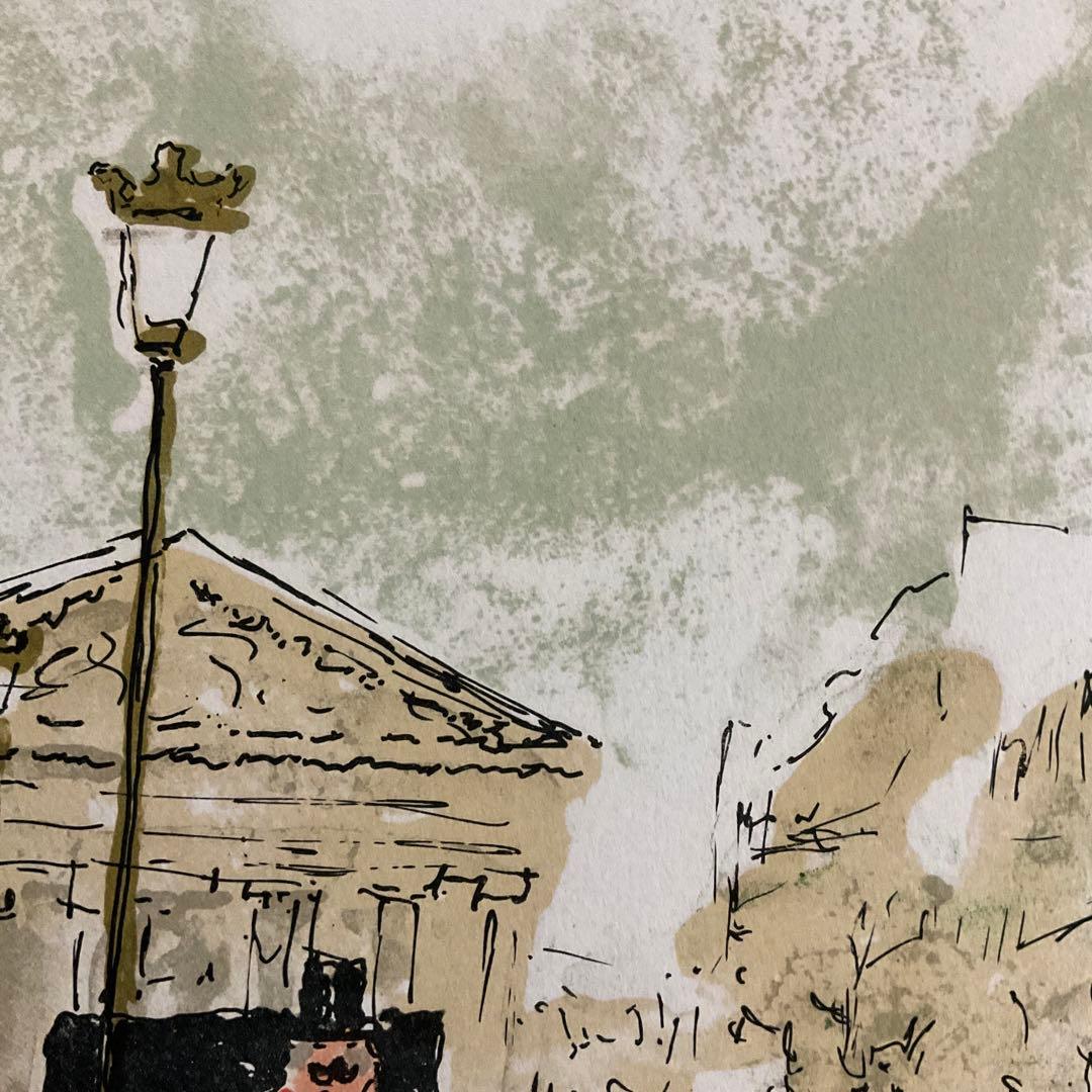 絵画.額縁.版画.リトグラフ.ウルバン・ウシェ.パリの街角,フランス.新品未使用