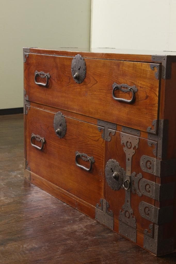 欅材！庄内箪笥・4杯！時代箪笥和家具古道具古家具古民藝和モダンローボード古布