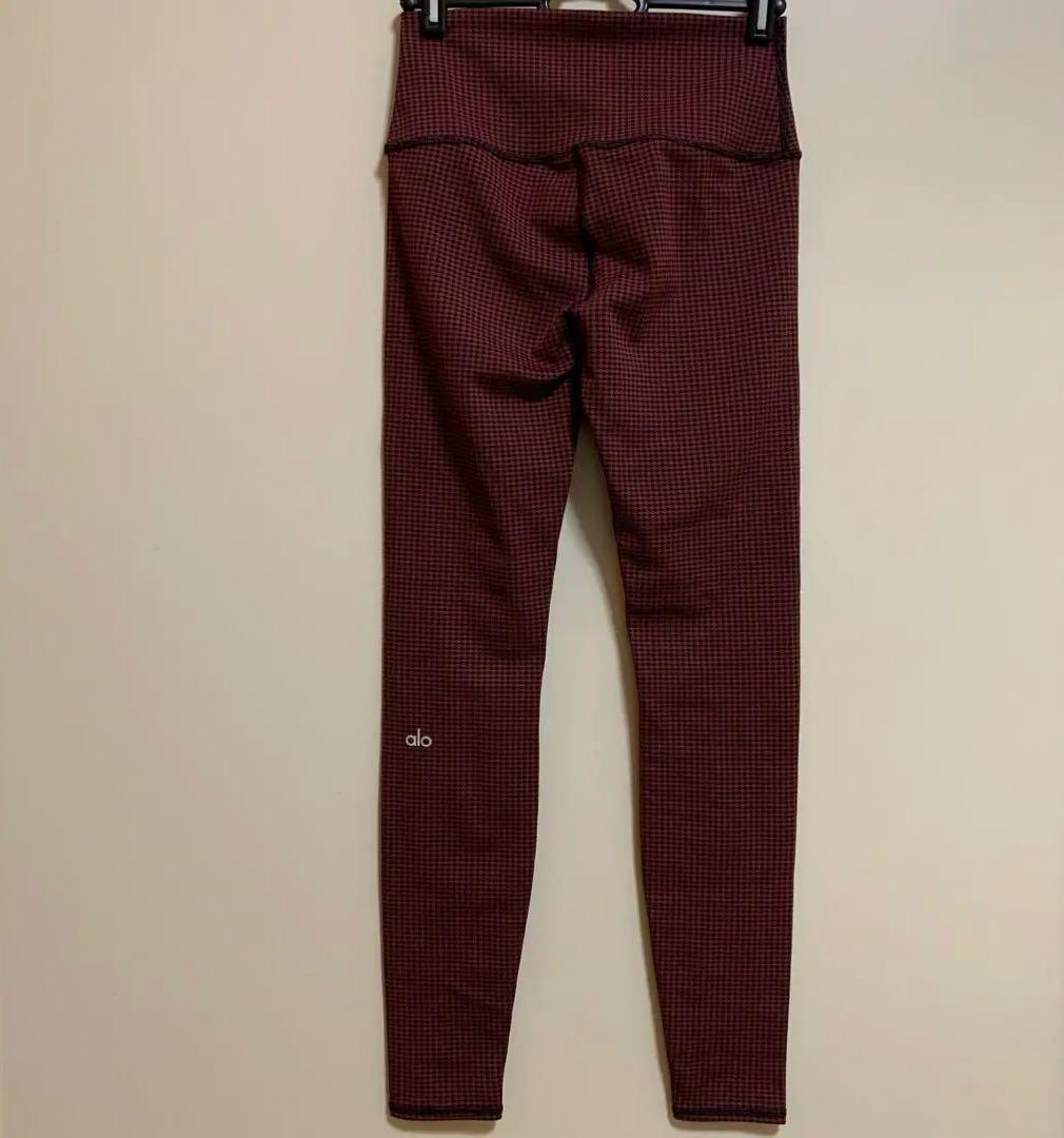 【美品】alo赤黒千鳥格子柄　ハイウエスト ヨガパンツ S size 正規品