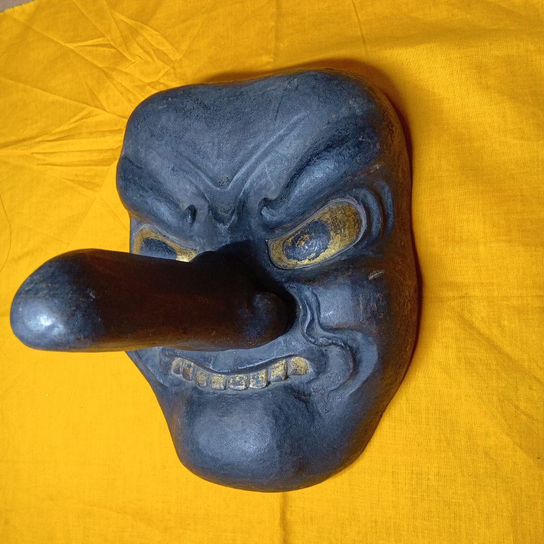 天狗面 江戸期 竈神 カマドガミ 釜神 民間信仰 呪物 妖怪 木彫り お面