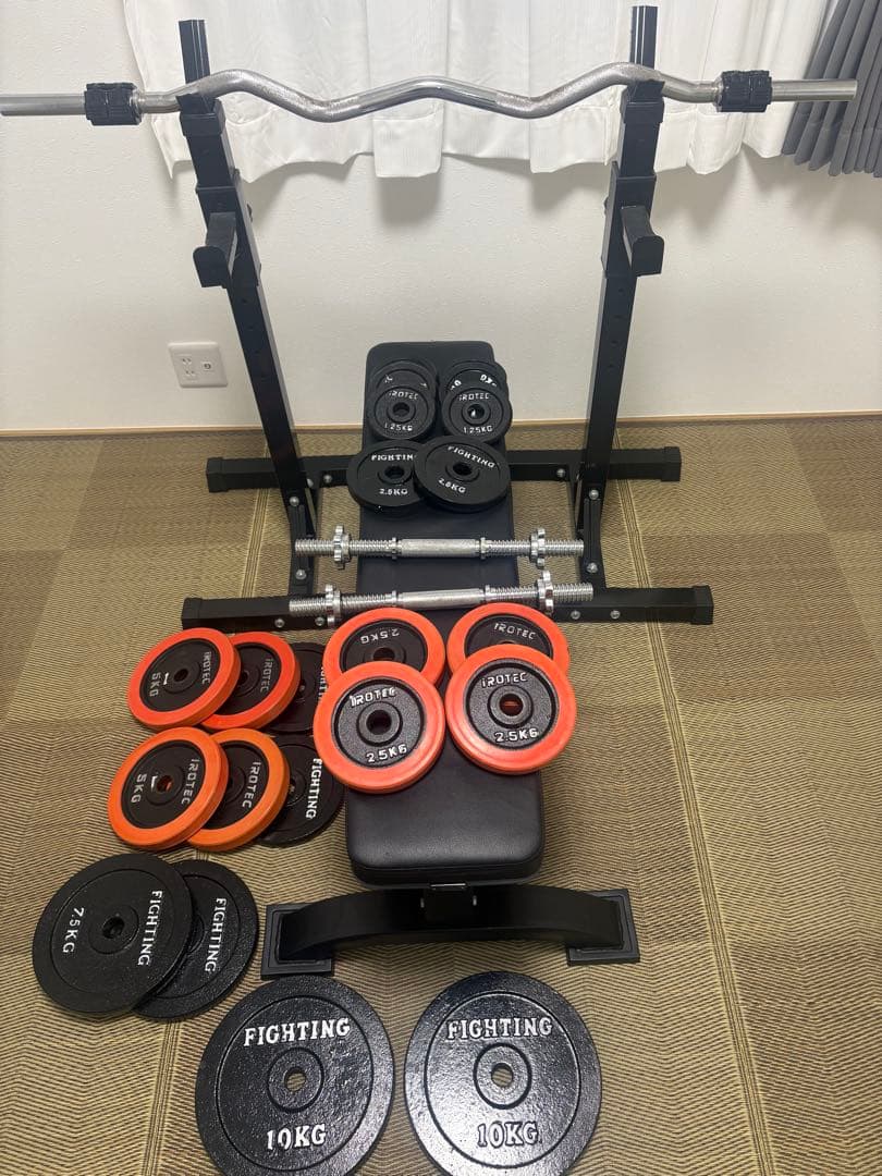 アイロテック　FIGHTING ベンチ　ダンベル　バーベル.ウェイトセット売り