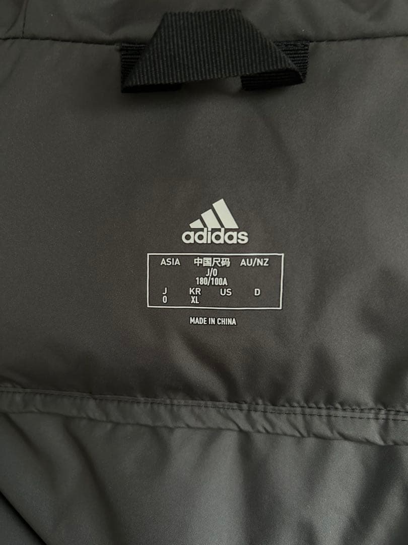 adidas フード付きロングダウンコート 黒 メンズ XL