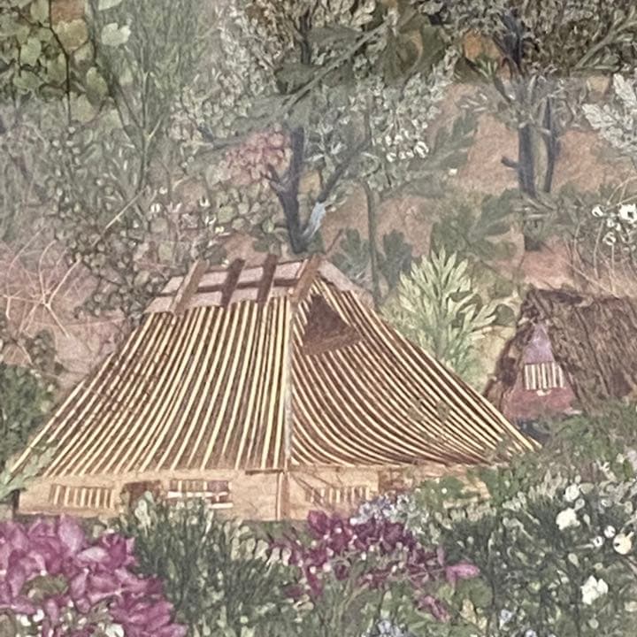 押し花絵『夕暮の集落』　希少品