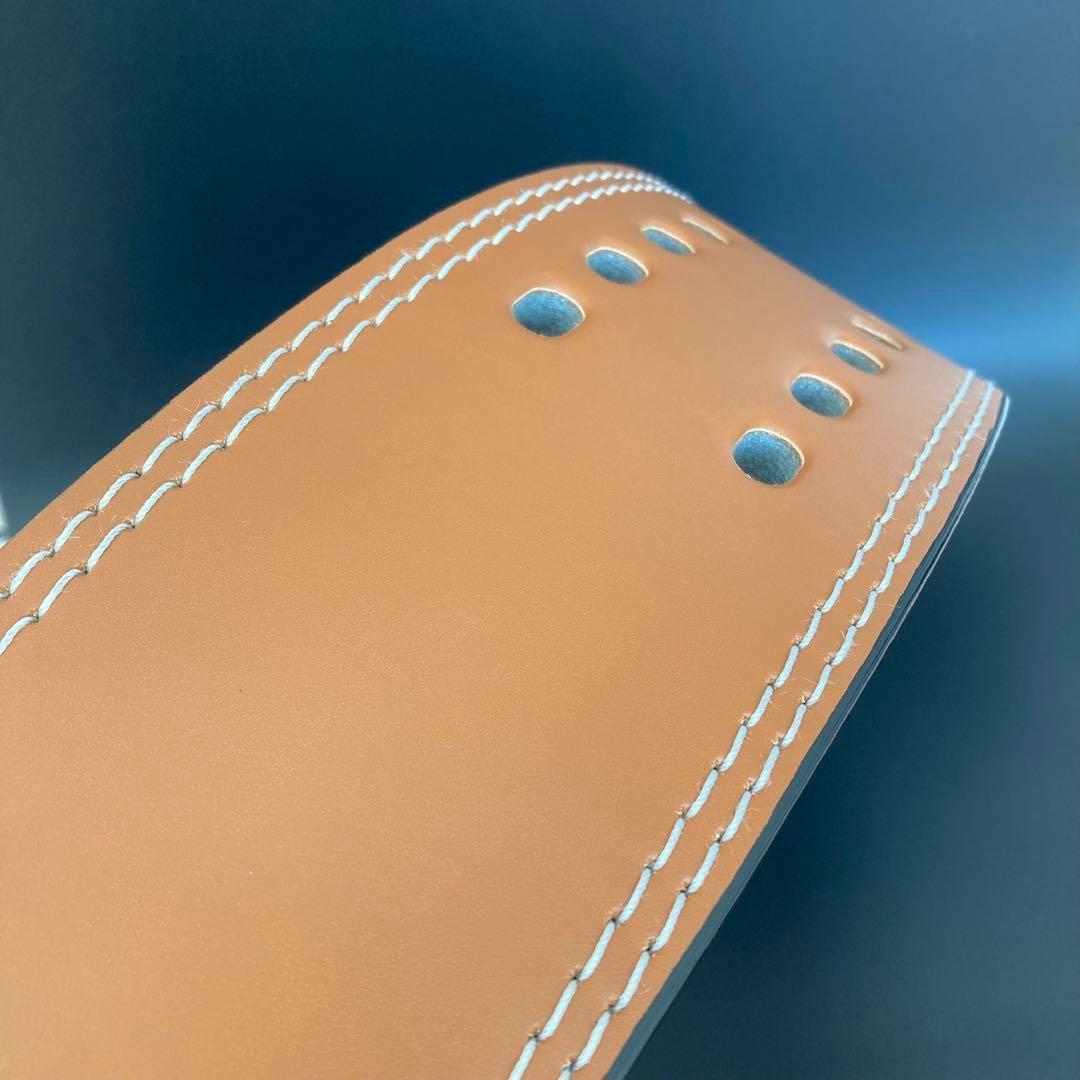 訳アリ パワーベルト レバーアクション 本革 ワンタッチ可変式 茶×光沢シルバー