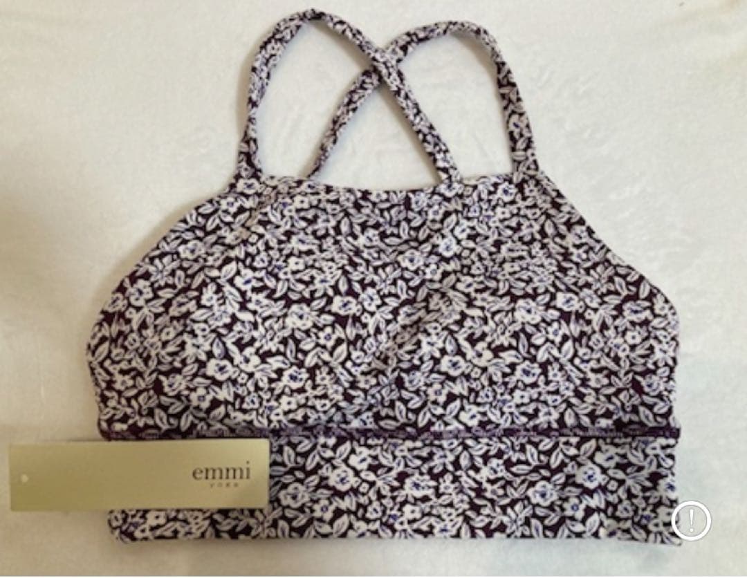 新品　emmi yoga エミヨガ　フラワーレギンス　小豆色×藤色S