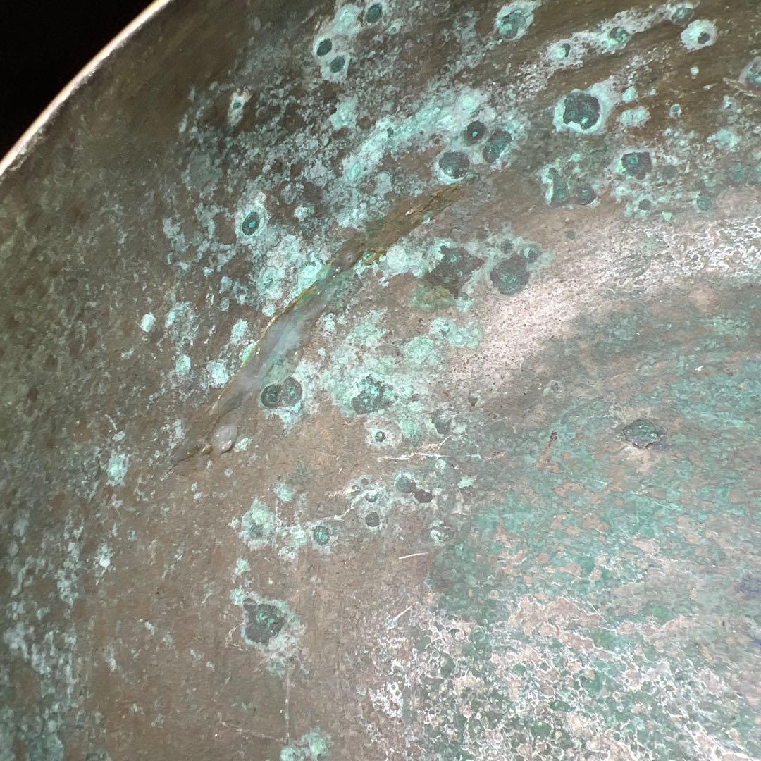 中国漢代　古銅鉢　396g/口径約17㎝　東Y8-0106☆2Fトヒオ