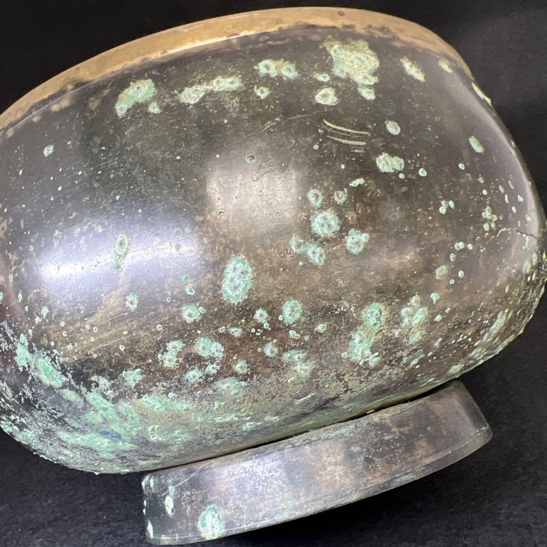 中国漢代　古銅鉢　396g/口径約17㎝　東Y8-0106☆2Fトヒオ