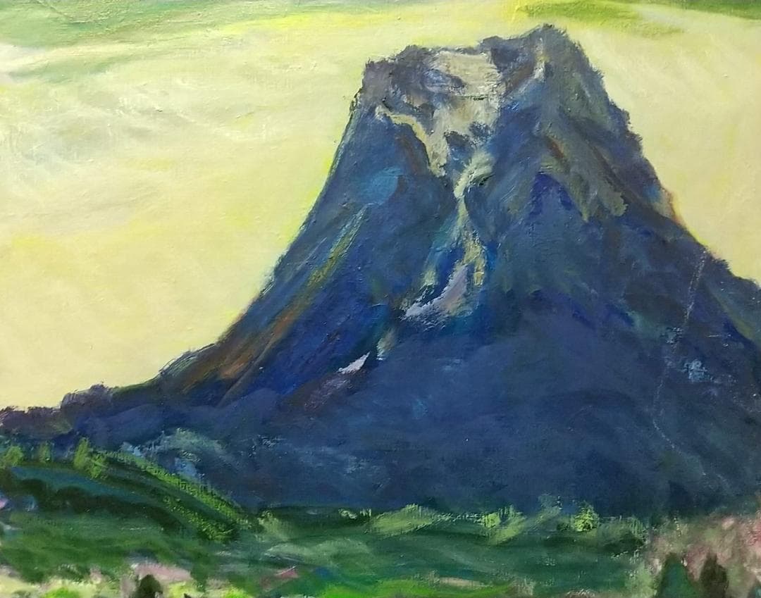 「富士と大沢崩れ」F8 油絵 絵画 油彩画 風景画 アート 富士山