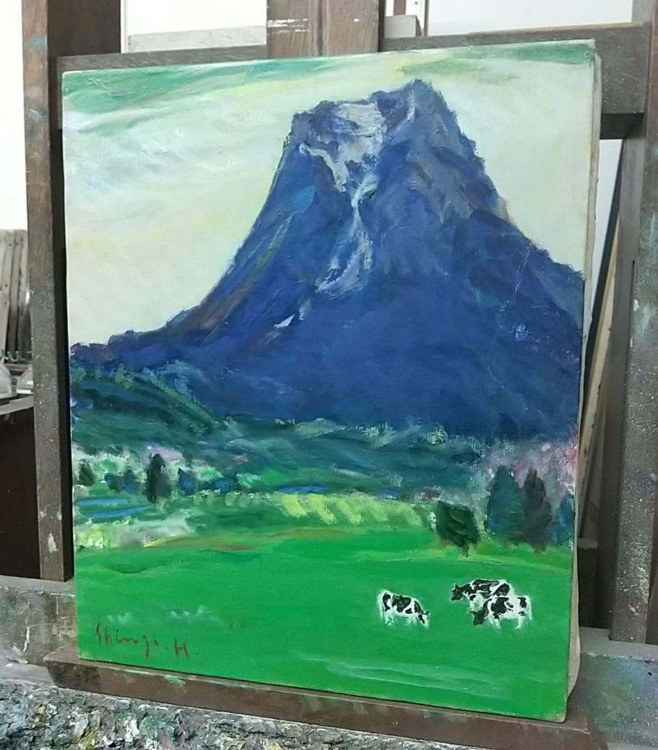 「富士と大沢崩れ」F8 油絵 絵画 油彩画 風景画 アート 富士山