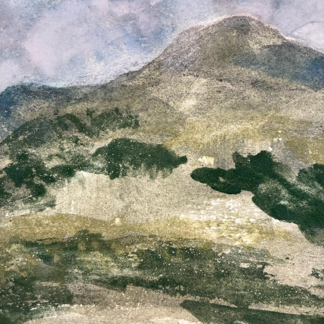 岡田伊登子「山」日本画 共シール有 署名有 額装 創画会展 山種美術館賞展