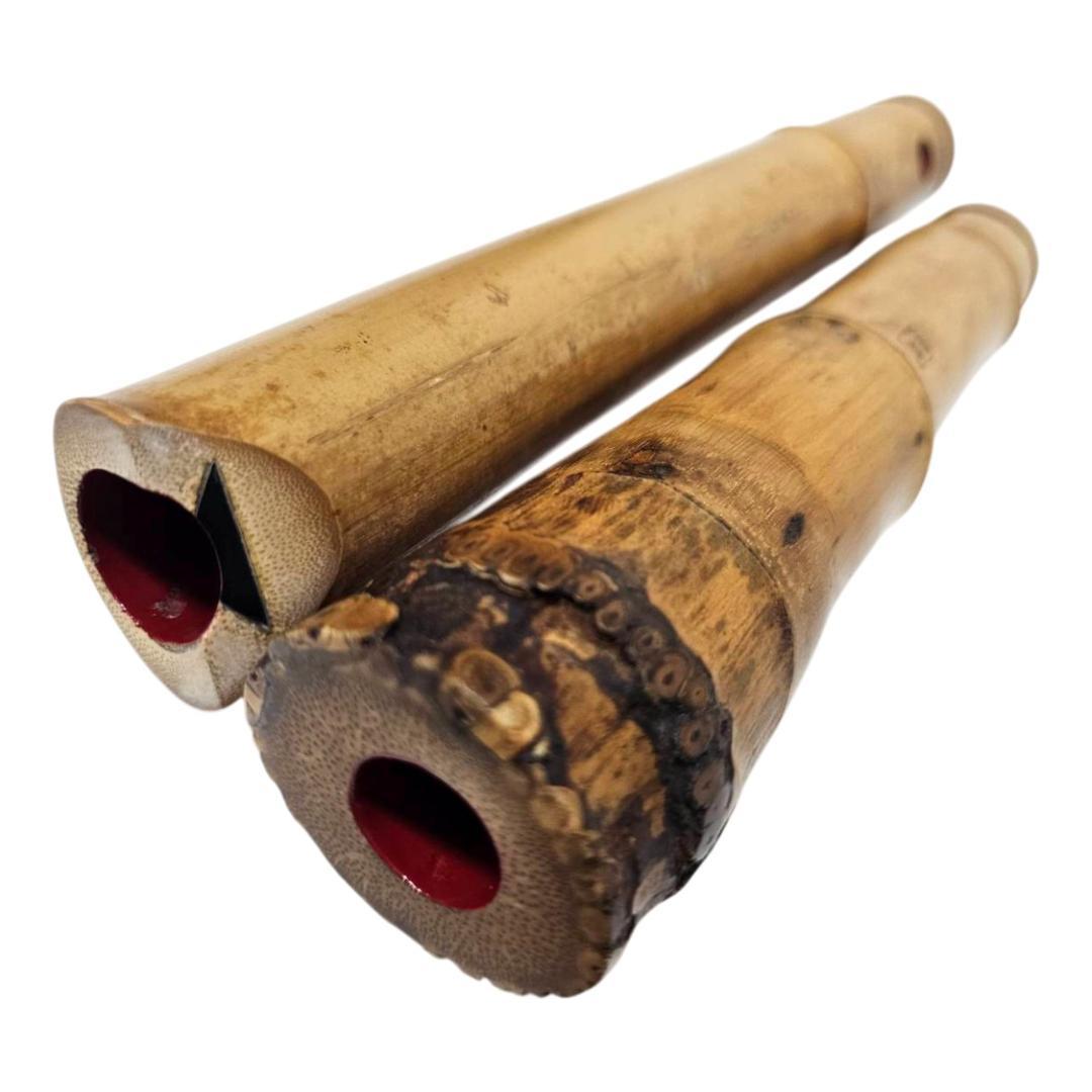 希少 尺八 琴古流 一朝 1尺8寸 5孔 銘あり 2印 根竹 二分割 和楽器 竹