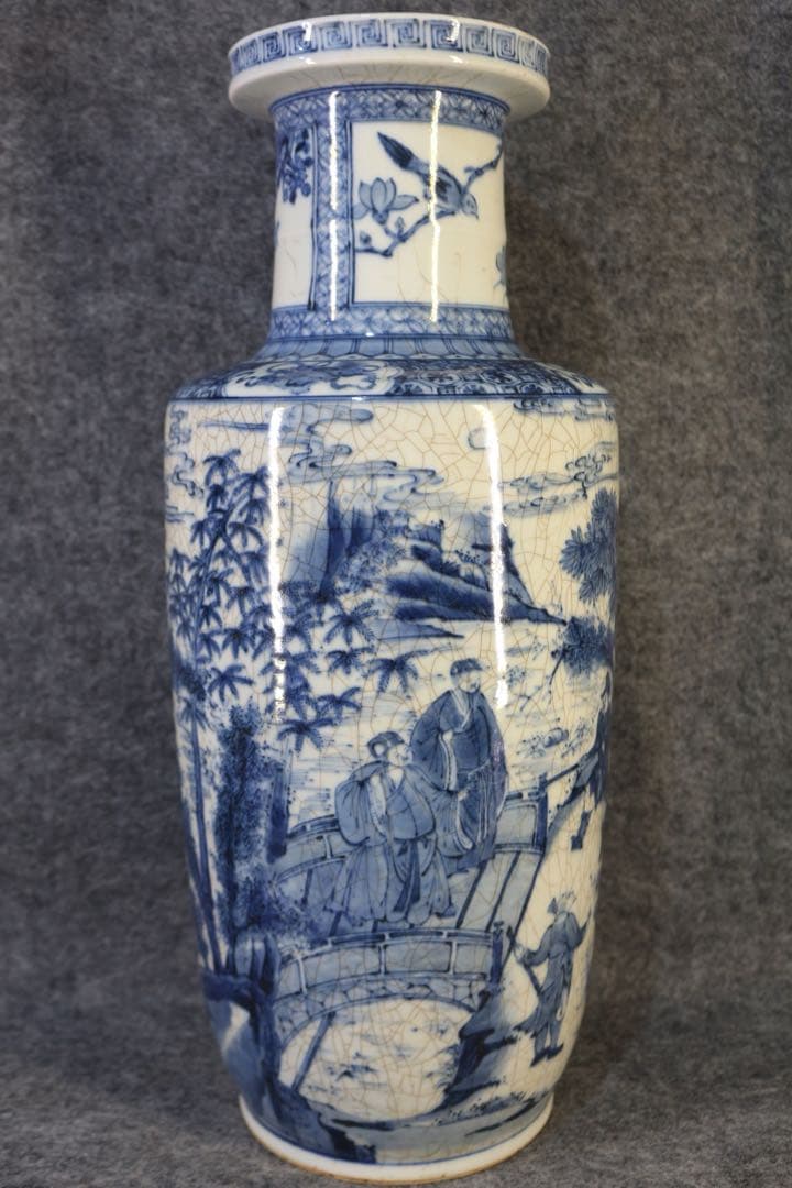 旧家蔵出　清国時代　大型 康熙青花瓷 逸品　陶器　置物