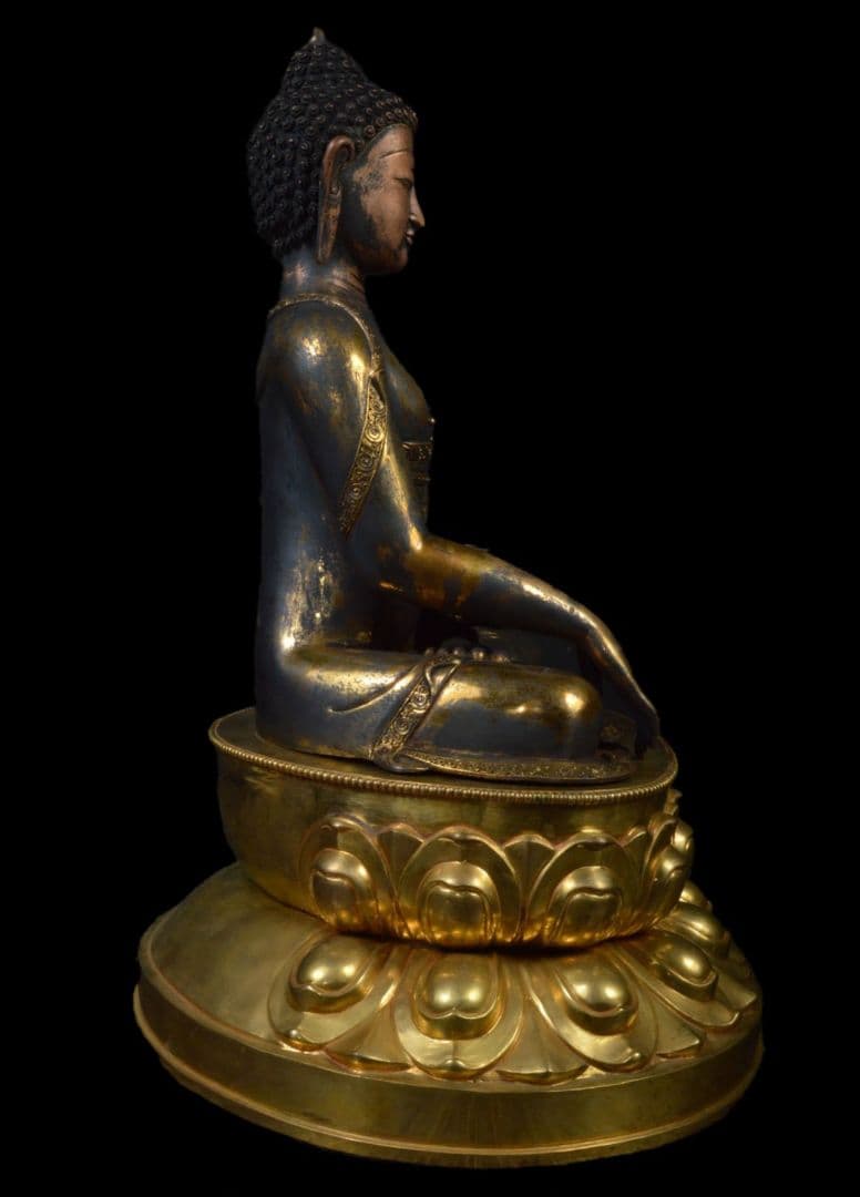チベット特大仏像 高さ57cm 仏教美術 古銅 鍍金釈迦如来坐像(釋迦牟尼佛)