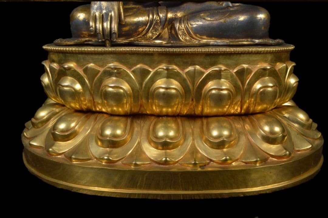 チベット特大仏像 高さ57cm 仏教美術 古銅 鍍金釈迦如来坐像(釋迦牟尼佛)
