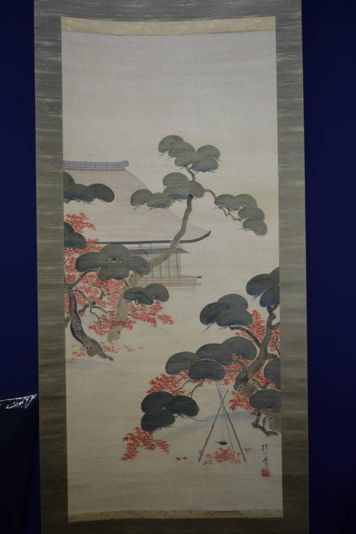 模写/酒井抱一/松楓図/桐題箱二重箱付/布袋屋掛軸HF-982