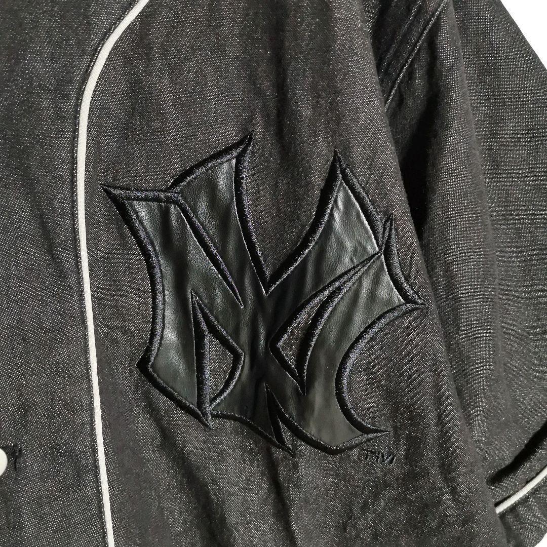 MLB　ベースボール　シャツ　グレー　刺繍　ヤンキース　デニム
