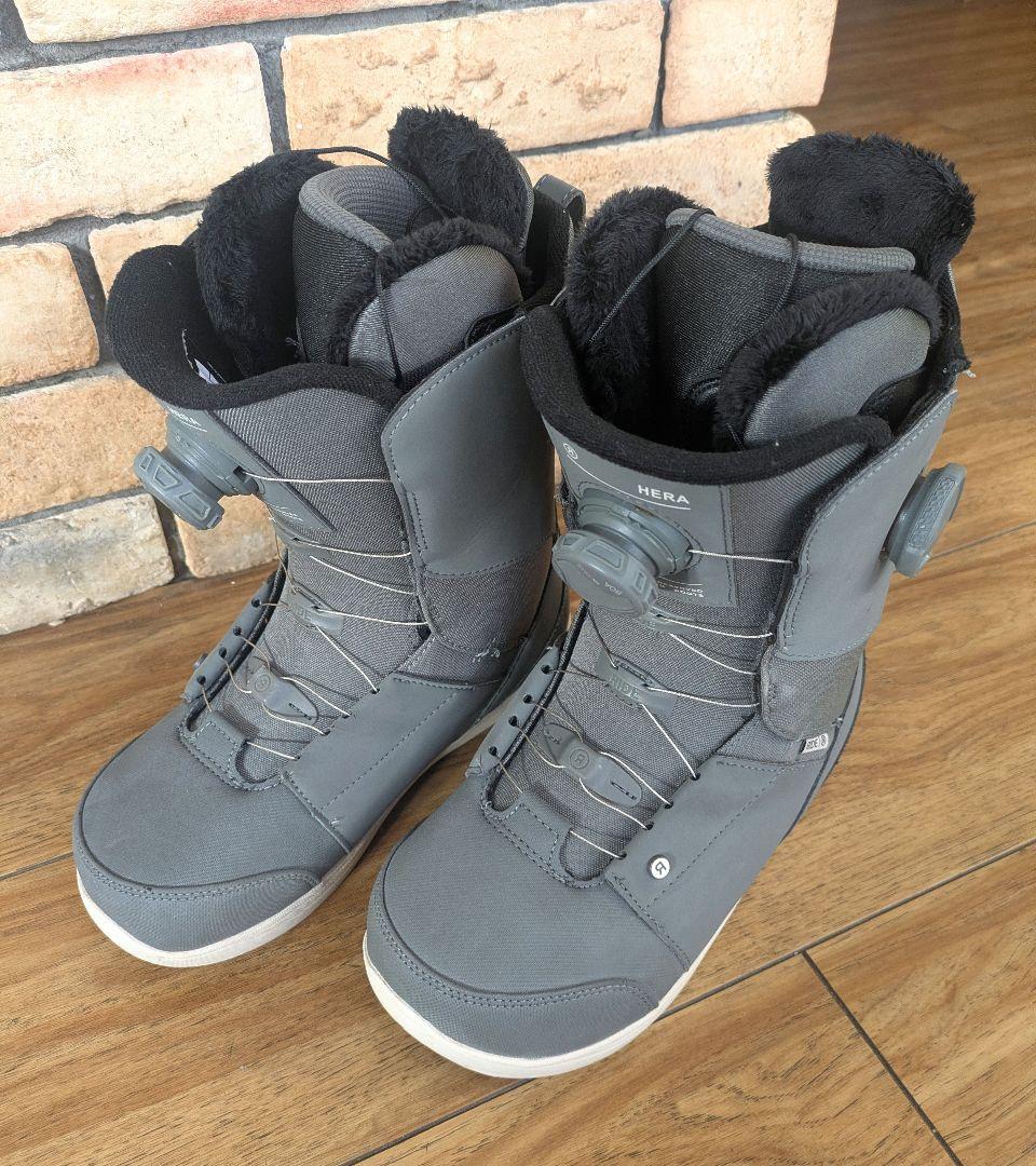 美品 RIDE HERA ヘラ 25.0cm Wボア グレー スノボブーツ　高級