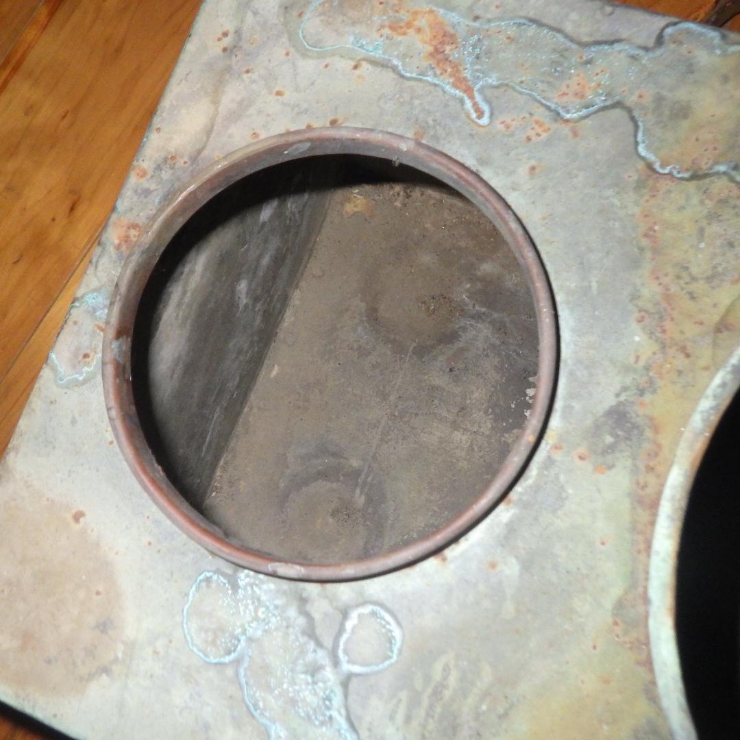 大正ロマン　酒燗器と鉄瓶付き　時代真鍮