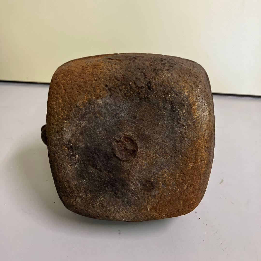 【希少・骨董】南部鉄器 鉄瓶 四角型 鶴笹文 銅蓋 アンティーク 当時物 レトロ