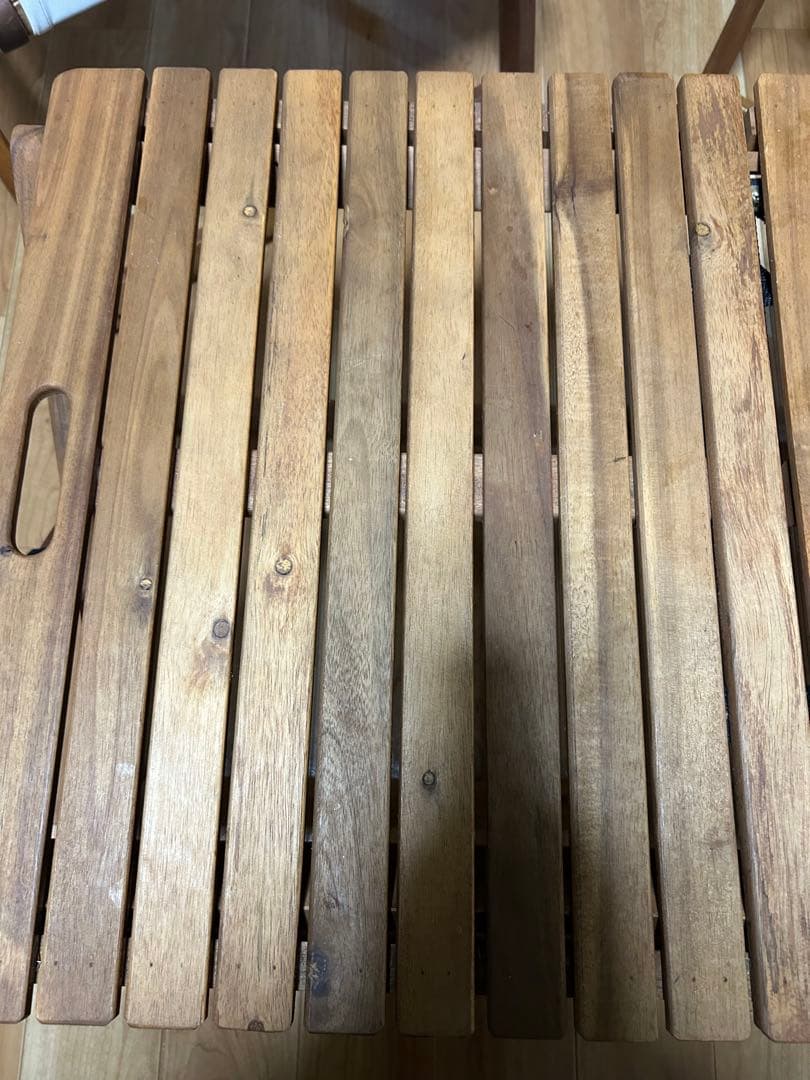 NITORI 木製　折りたたみ　ローチェア 2脚　テーブルセット