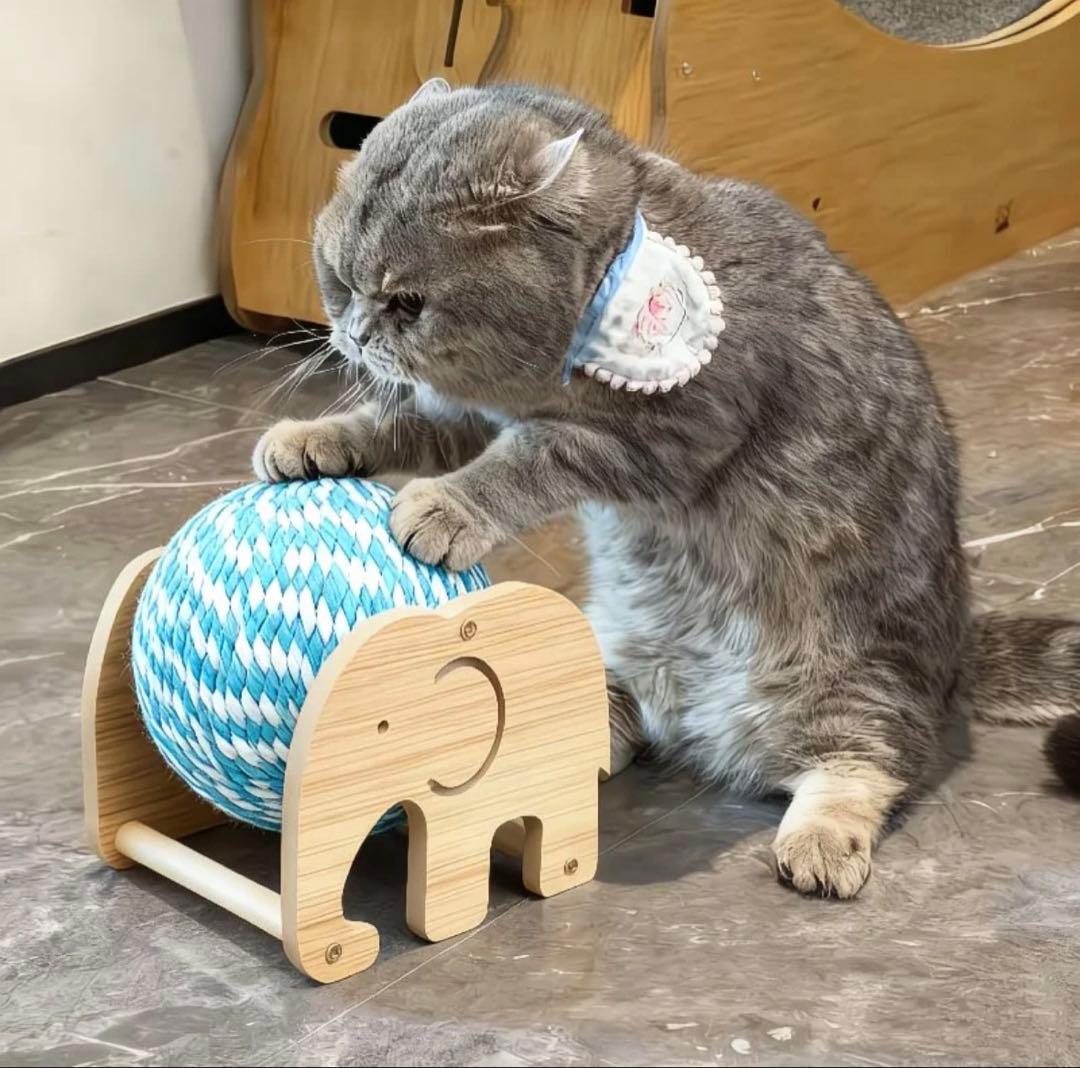 猫用爪とぎ 象デザイン 青白ストライプ