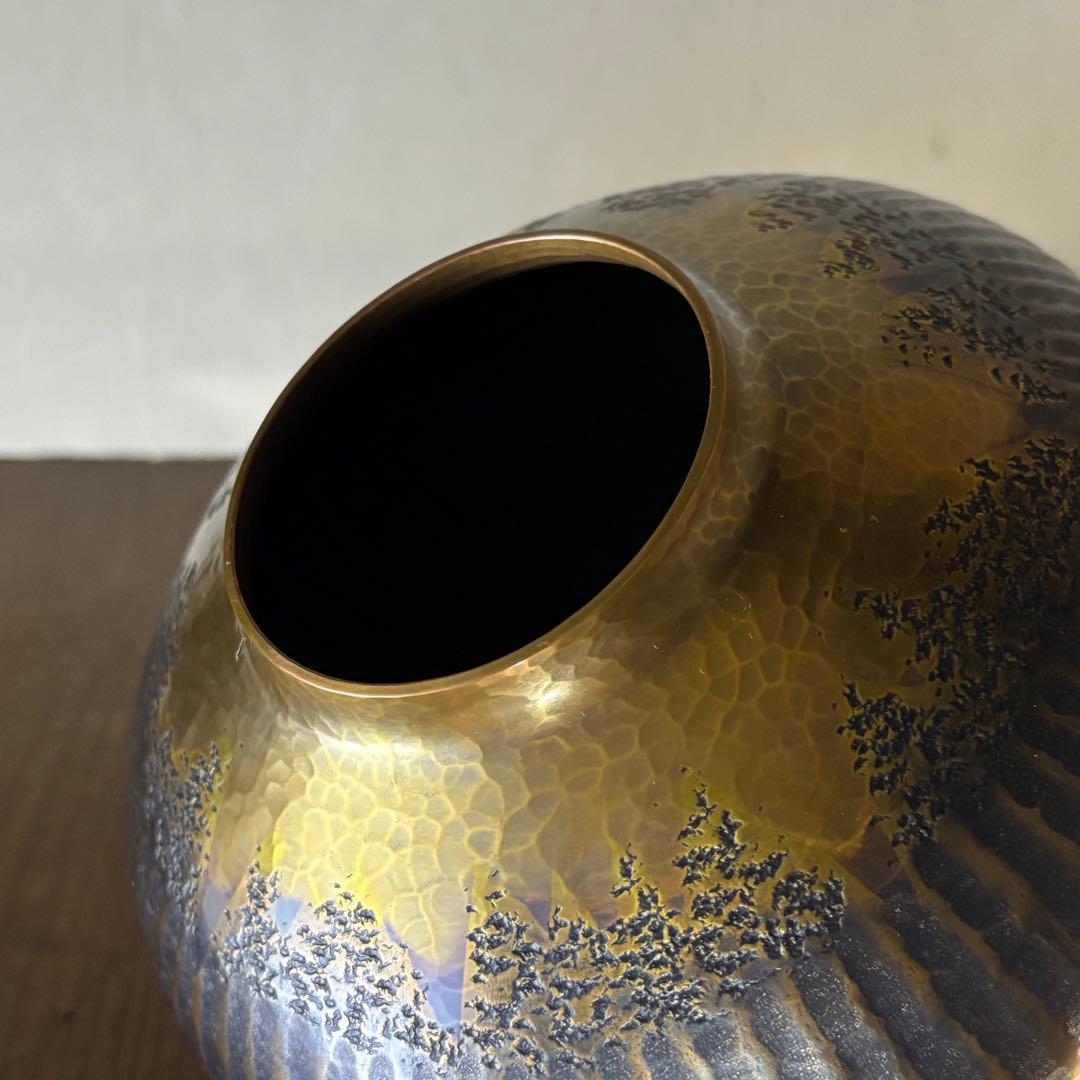 玉川堂　花瓶　珍品　金富士　鎚起銅器　金彩模様　3つの模様　業物　時代　覚平