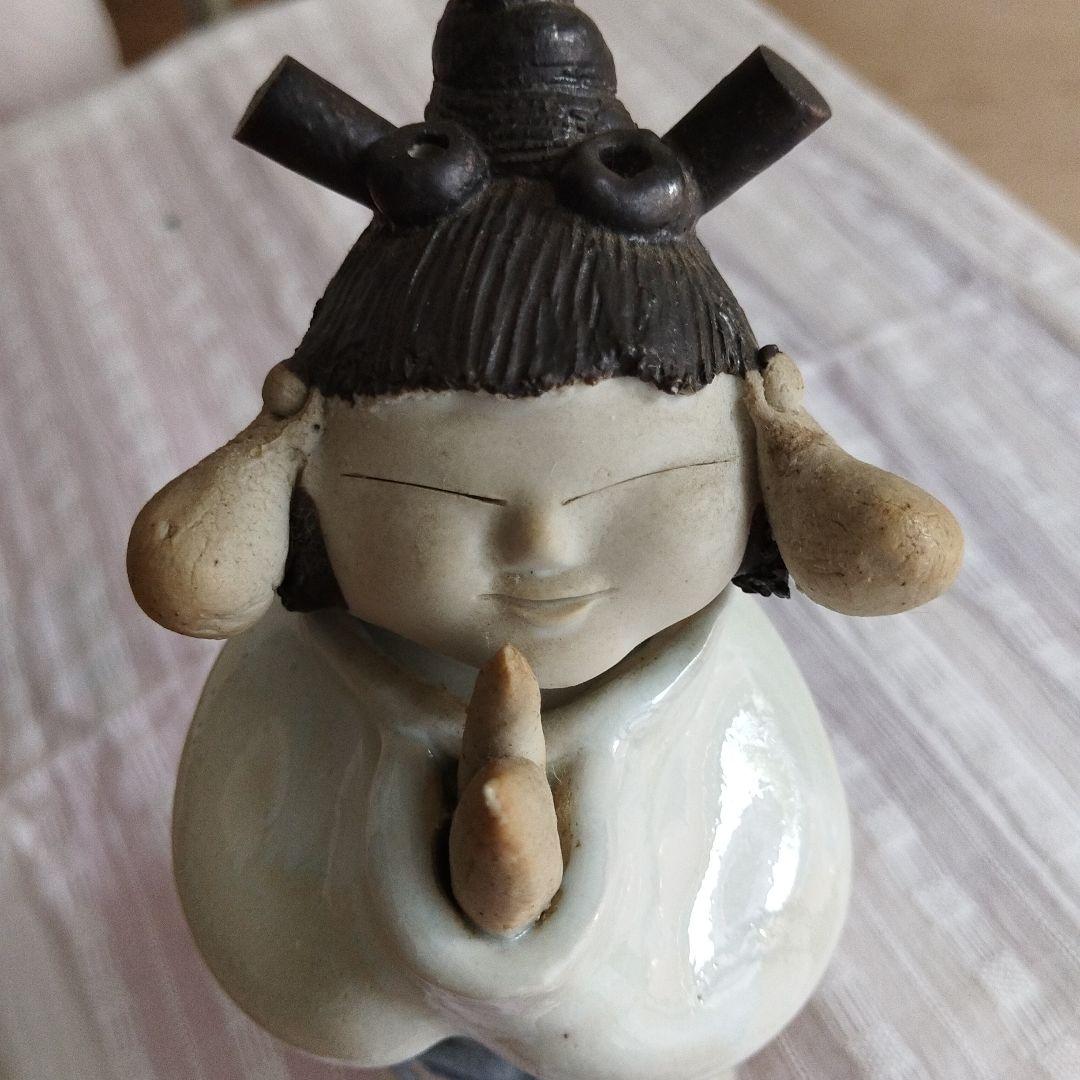 砥部焼　青芳人形【念ずれば花ひらく】三体セット　お値下げしました