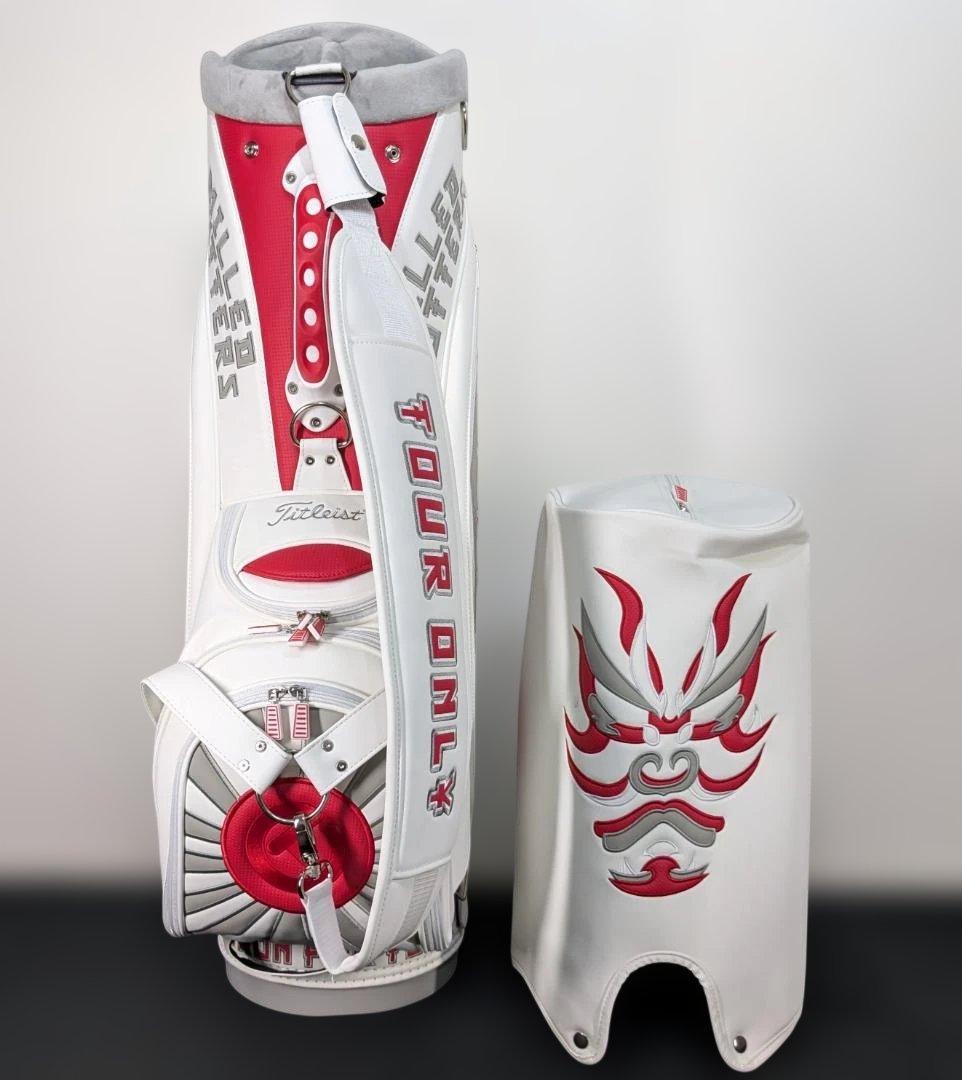 9.5型キャディバッグ　カート型　ホワイト　KABUKI　シングルストラップ