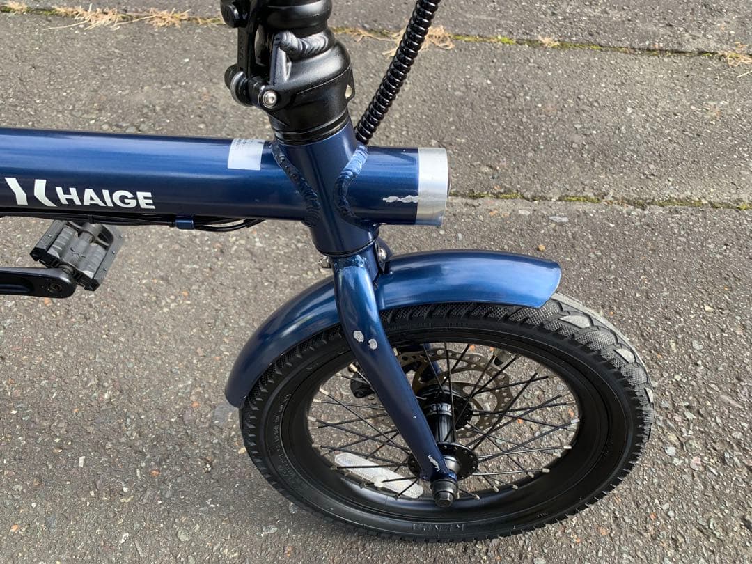 【動作確認済】送料無料HAIGEディスク折り畳み電動アシスト自転車7速16インチ