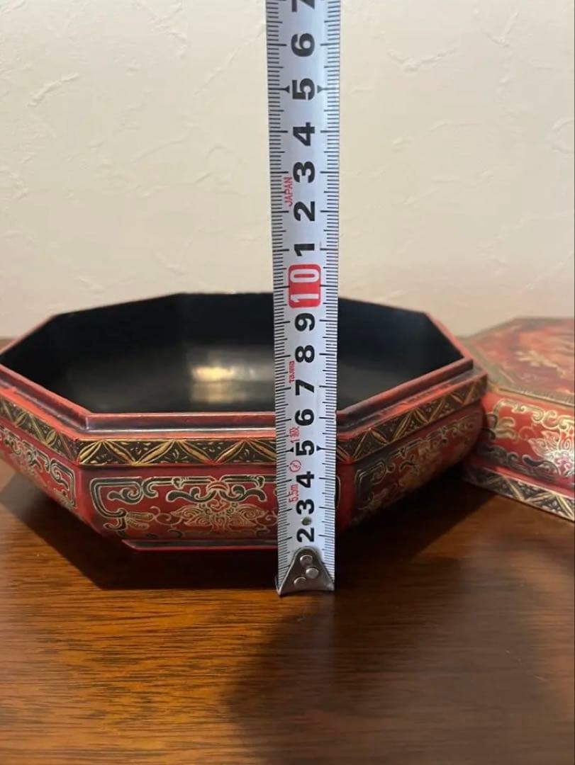 中国古美術 漆塗螺鈿飾り 八角形小箱 骨董品 アンティーク