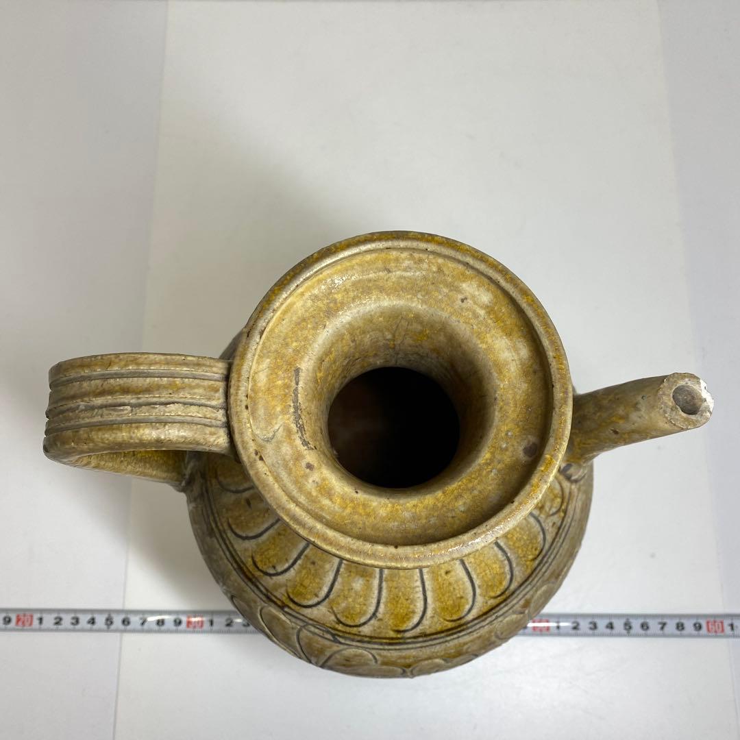 江戸初期　黄瀬戸水次　高さ27㎝　東Y7-0213②