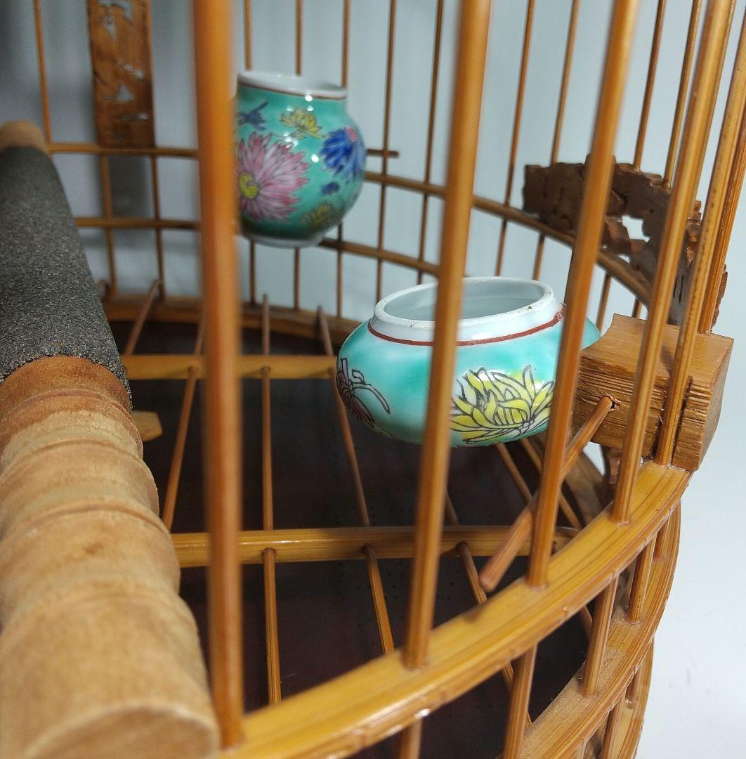 竹製 鳥籠 龍(ドラゴン)の透かし彫 38頭