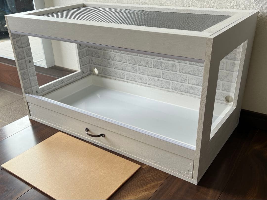 送料込　ハリネズミ　ハムスター　木製ケージ　引き出し付　小動物　カスタムベースに