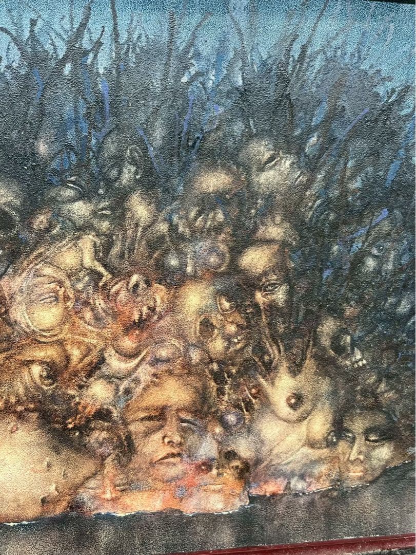 篠田教夫「沈む島」油彩画 真作 1988年