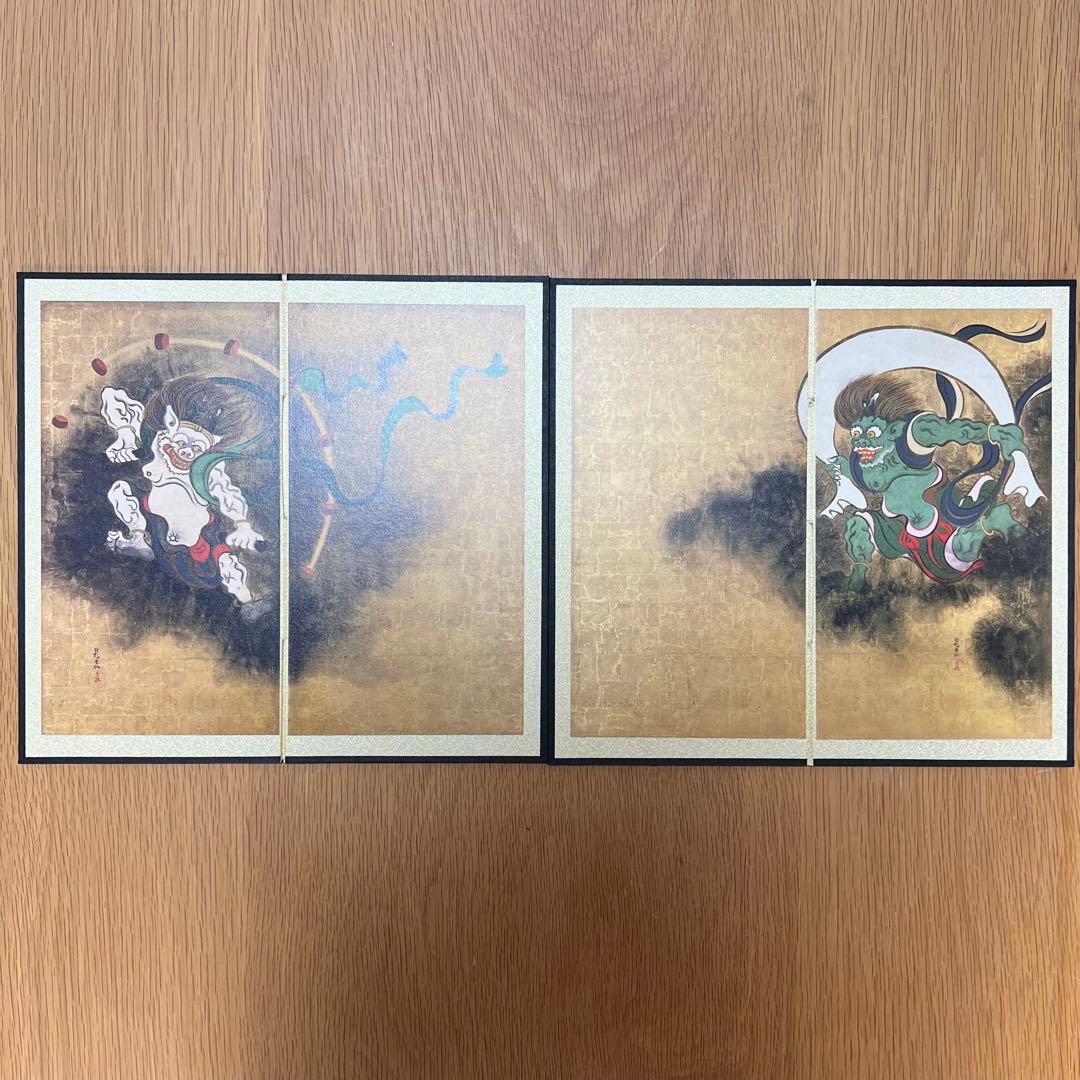 【未使用美品】風神雷神図/夏秋草図屏風　両面屏風